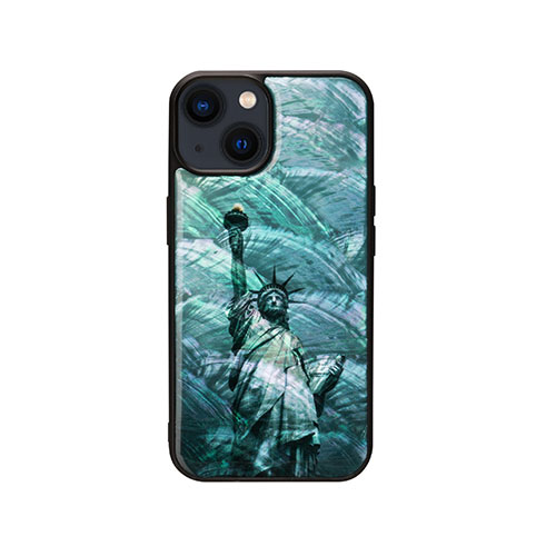 ikins 天然貝ケース for iPhone 14 自由の女神 背面カバー型 I23570i14