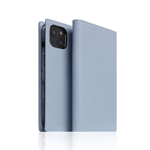 SLG Design Full Grain Leather Case for iPhone 14 黒色火薬青色 万覚え帳型 SD24309i14PB ケース・カバー-スマートフォン・携帯電話アクセサリー