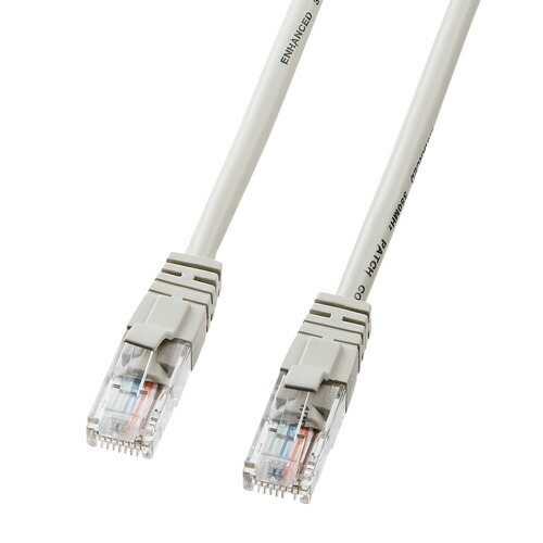 【5個セット】 サンワサプライ エンハンスドカテゴリ5LANケーブル 3m ライトグレー LKB5Y-03NX5