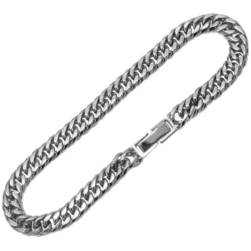 CrazyAngel 喜平ブレスレット 喜平チェーン メンズ ステンレス スティール 6面ダブル 6面カット 18cm 金属アレルギー 対応 シルバー 0029ca-987