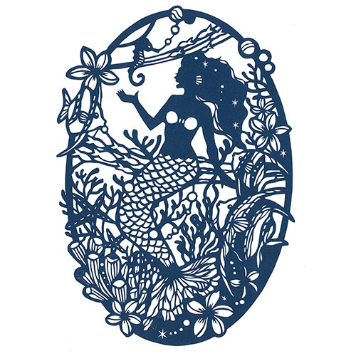 【5セット】 トラストプリンティング 切り絵キット 人魚姫/mermaid-A4blue-H ハンドメイドペーパーカット BA4-H01X5画像