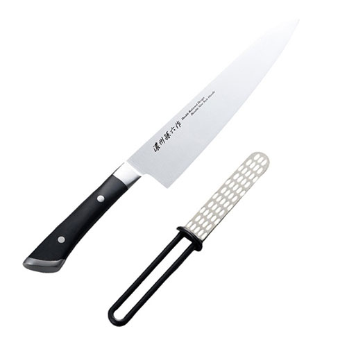 濃州孫六作 共口金料理包丁2点セット 牛刀包丁(刃渡21cm)・シャープナー(全長20.5cm)×各1 K60801016