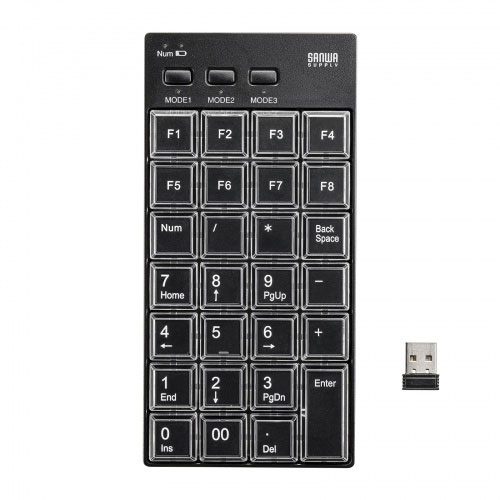 サンワサプライ プログラマブルテンキー 2.4Gモデル NT-WL26BK