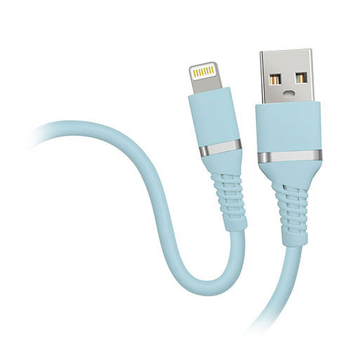 【5本セット】 HIDISC やわらかケーブル USB-A to Lightning アイシーブルー HD-SLAC1BLX5