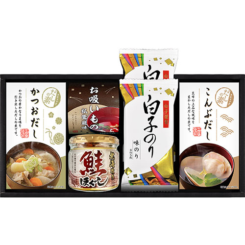 【3セット】 海味彩 だしの素&瓶詰バラエティセット かね七かつおだし、かね七こんぶだし、鮭ほぐし、永谷園お吸いもの、白子のり味のり GIR-252X3