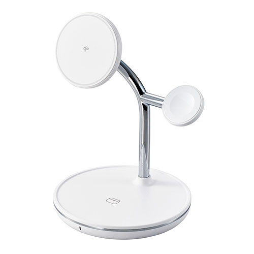 【予約販売4月22日入荷予定】エレコム Qi2 3in1ワイヤレス充電スタンド(15W+5W+Apple Watch) ホワイト W-MS08WH