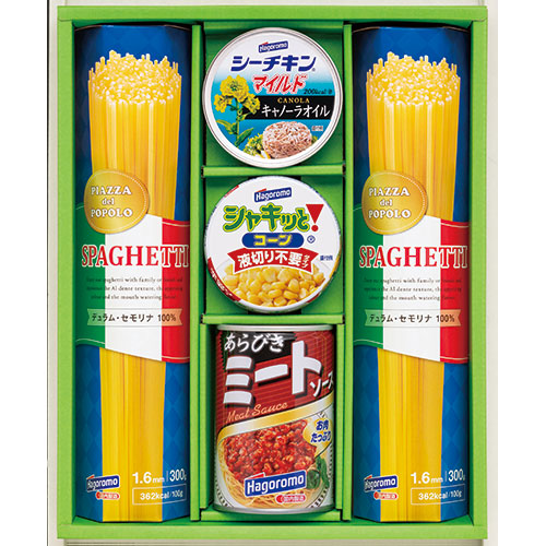 【4セット】 はごろもフーズ バラエティパスタギフト 【スパゲティ・あらびきミートソース・シーチキンマイルドキャノーラオイル・シャキッとコーン】 FUJI-616800056X4｜ショップハナテック
