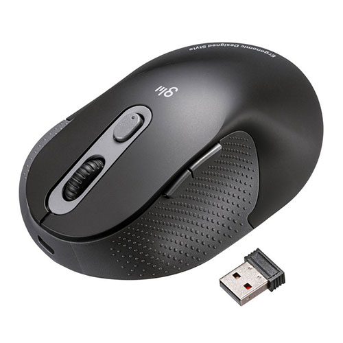 サンワサプライ 静音ワイヤレスエルゴノミクスマウス 2.4GHzワイヤレス・高さ45mm ブラック MA-EWBS528MBK