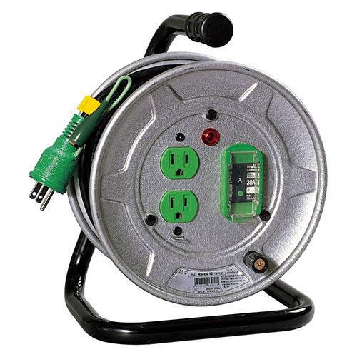 日動工業 コードリール 100V 屋内用 漏電保護専用ブレーカー付 10m シルバー NICHIDO-NS-EB12