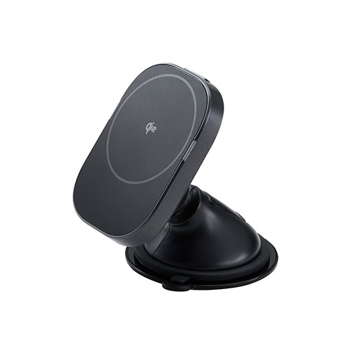 エレコム Qi2規格対応ワイヤレス充電車載ホルダー(強力ゲル吸盤) 最大出力15W ブラック W-QC12BK