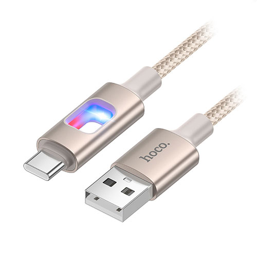 【5本セット】 hoco. U144 カラフルLED Type-Cケーブル RGBイルミネーション搭載 USB-A to USB-C ゴールド U144-AC-GDX5