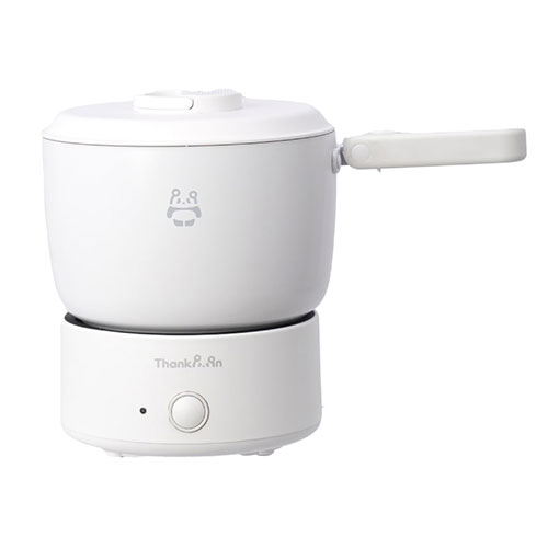 サンコー ThankPan 楽々収納電気鍋 コロン コンパクトに収納できる 1食に丁度いいサイズ ワンタッチで調理開始 ホワイト KGDR25HWH
