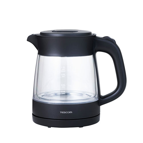 【予約販売5月19日入荷予定】テスコム 電気ガラスケトル 耐熱ガラス製 におい移りが少ない ブラック TKG45A-K
