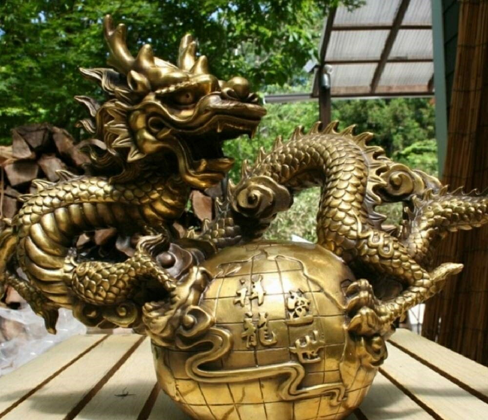 楽天市場】開運置物 風水龍 双龍 (特大) 高さ42cm 置物 : LUZ-光