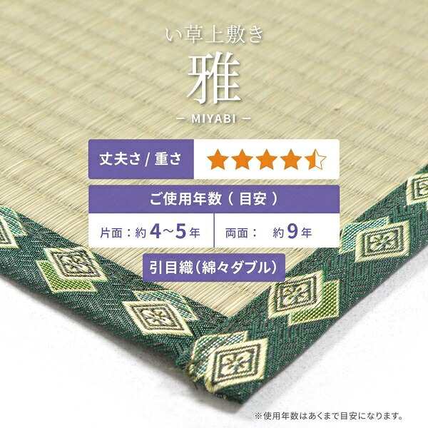 い草 おもてなし上敷き 「雅（みやび）」 最高級品質 経糸2倍！丈夫で長持ち！ 江戸間4.5畳