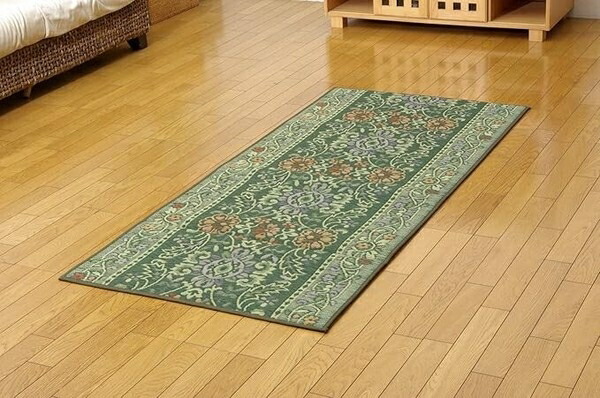 純国産 い草廊下敷き マット 『Fビビアン』 グリーン 約80×180cm（裏:ウレタン） 『ビビアン』　グリーン 約80×180cm