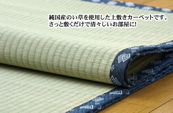 純国産 い草 上敷き カーペット 糸引織 『岩木』　江戸間4.5畳(約261×261cm)