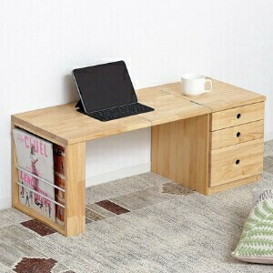 楽天市場】天然木折りたたみ文机 正座机 マガジンラック 書棚 引き出し