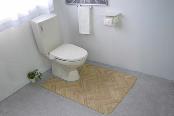 日本製【拭けるマットシリーズ ヘリンボーン】 トイレマット<はっ水 抗菌 防カビ 吸着(滑り止め)> トイレマット 80×130cm(耳長)