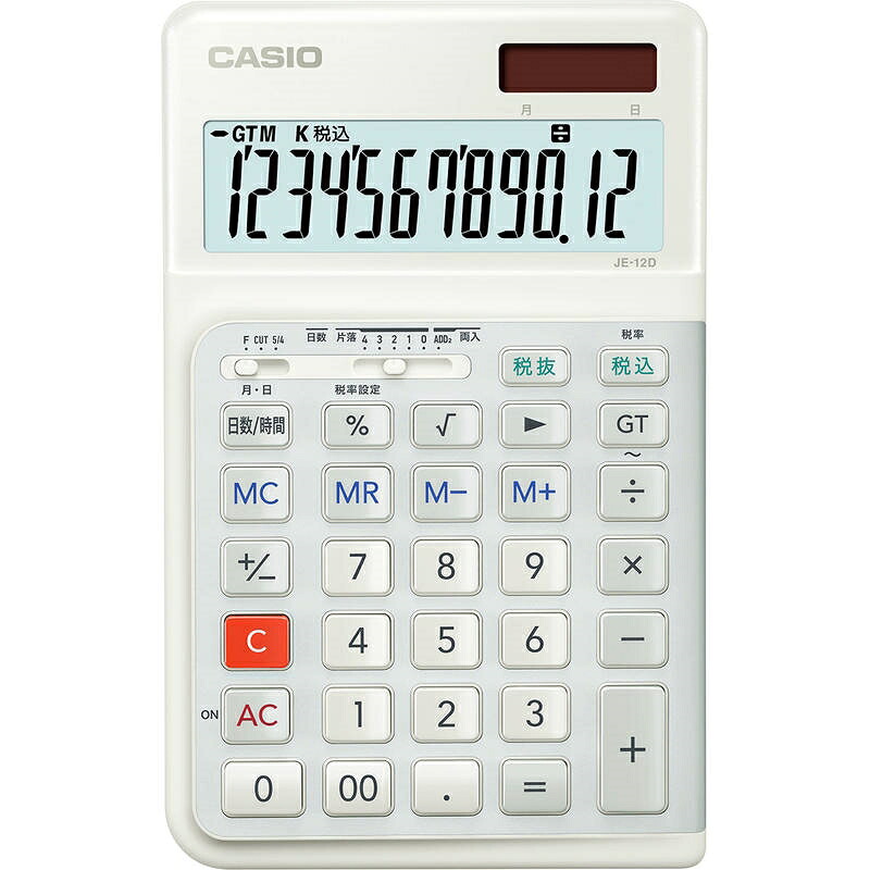 カシオ 万物の霊長科学技術計算器・右寄り用 JE-12D-WE-N 白いこと