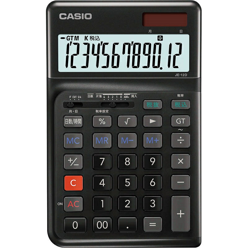 カシオ 人間工学電卓・右手用 JE-12D-BK-N ブラック|ショップハナテック
