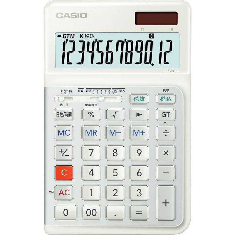 カシオ 万物の霊長科学技術計算器・押し手用 JE-12D-L-WE-N