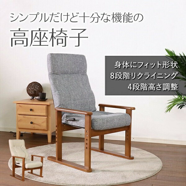 シンプルだけど十分な機能の高座椅子 グレー 　高座椅子 SS-259NX(L-27)GR/GY グレー［ネクシー］