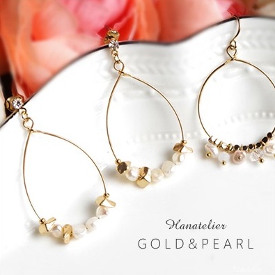 Hanatelier Rakuten Global Market Allergic Correspondence Refined Allergic Correspondence Refined Hoop Pierced Earrings Nickel Free The Anium Post Or Type Pie065 That Fresh Water Pearl Gold Is