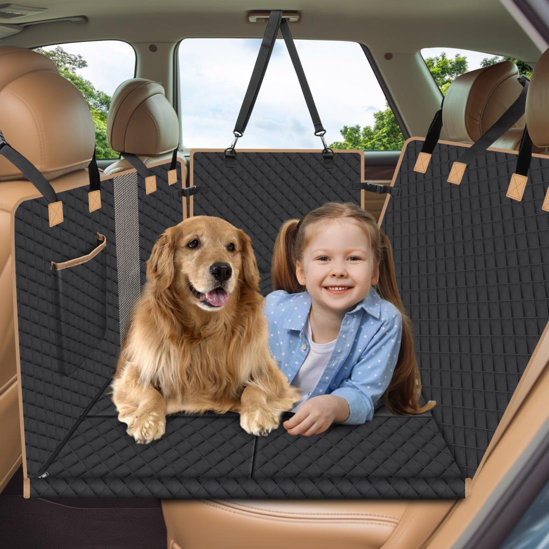 Lekesky 愛玩動物用運転居敷き 犬 - うしろ側居敷き 8*捉え所のないゲーム盤付き添い人 可視性メッシュ窓 雨合羽 汚れた状態押しとどめる 耐摩 上滑り打ちきり 水洗いする 犬用車居敷き 安全性のある胴締め付き添い人 納める衣嚢付き添い人 据え置き飾り気の無い おでかけ 旅する アウトドア 全車種相応う 軽自動車 犬 猫 黒いこと