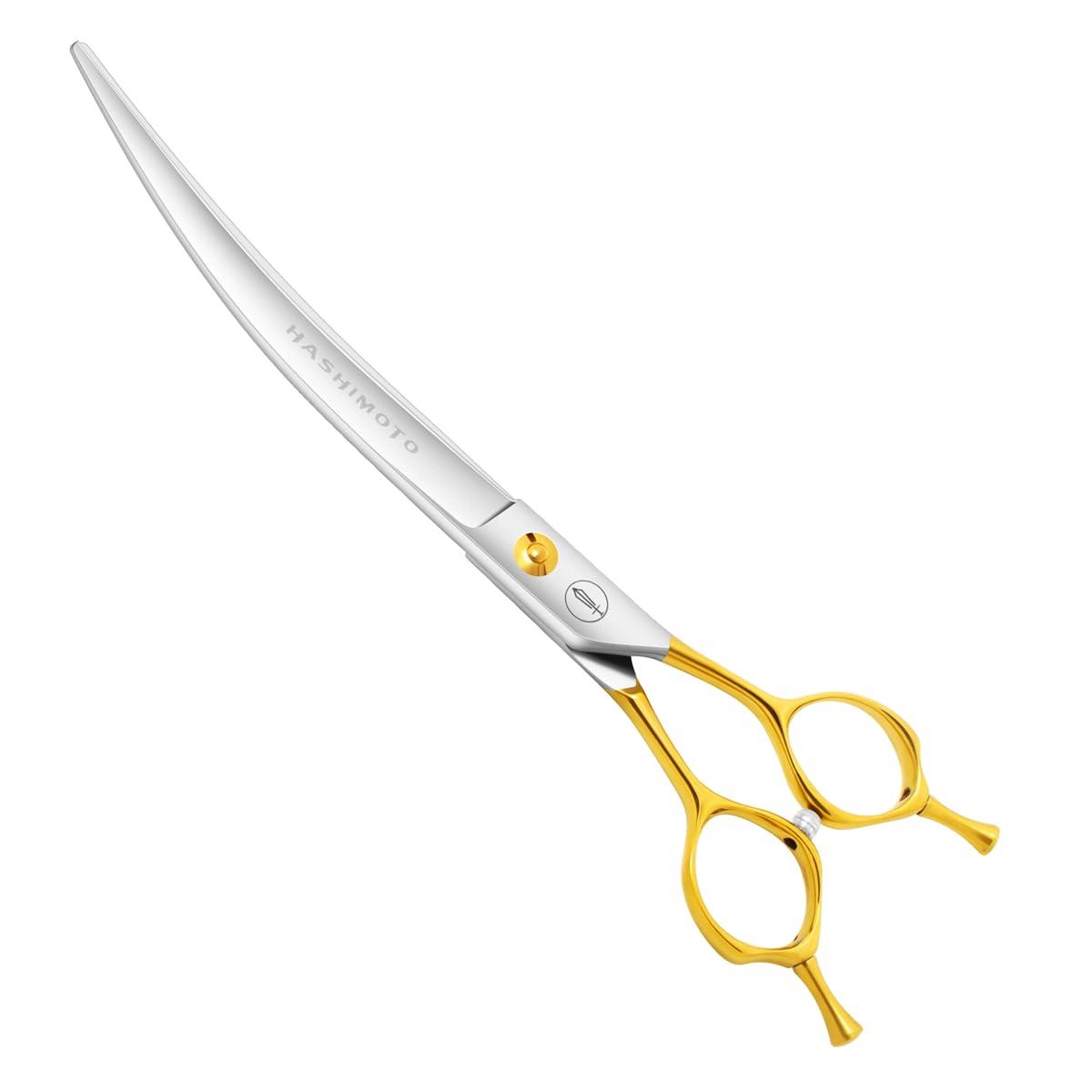 HASHIMOTO ペット用ハサミ、少し曲がった刃、プロのペットグルーマーが使用されます（8インチ ）
