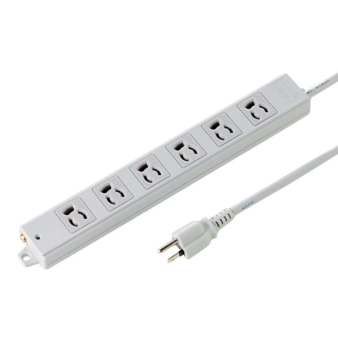 サンワサプライ(Sanwa Supply) 3P抜け打ちきり水道栓 6個口 後ろ側磁石・通電照明ランプ付き添い人 10m TAP-K6-10