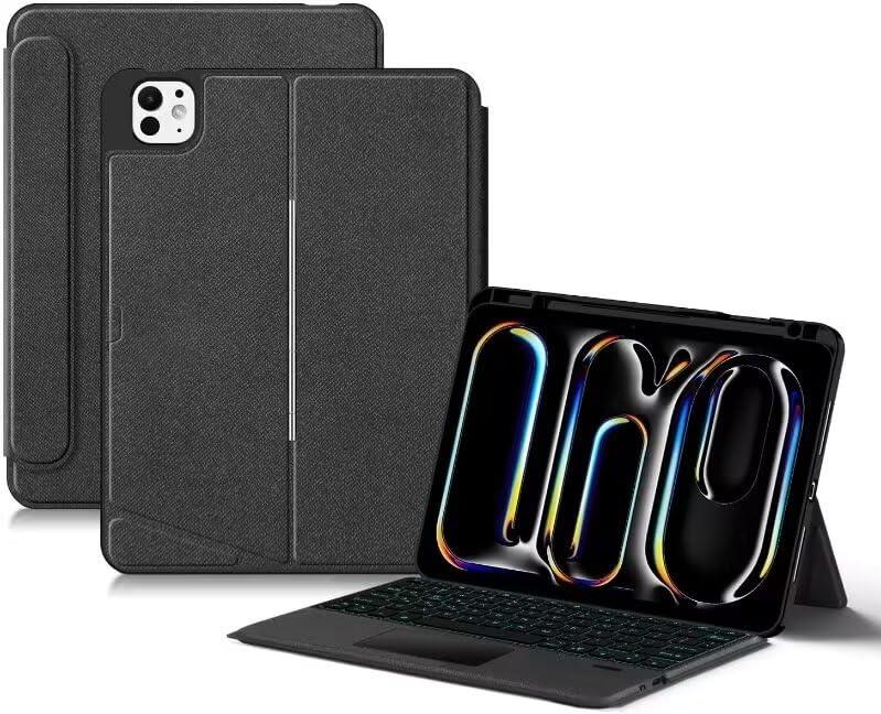 縦/横置き対応 iPad Air 11インチ(2025 M3)/11インチ(2024 M2) iPadAir4/Air5/Pro11第1/2/3/4世代キーボード ケース タッチパッド バックライト付き マグネット式 分離式 ケース 角度を自由に変更 ビジネス