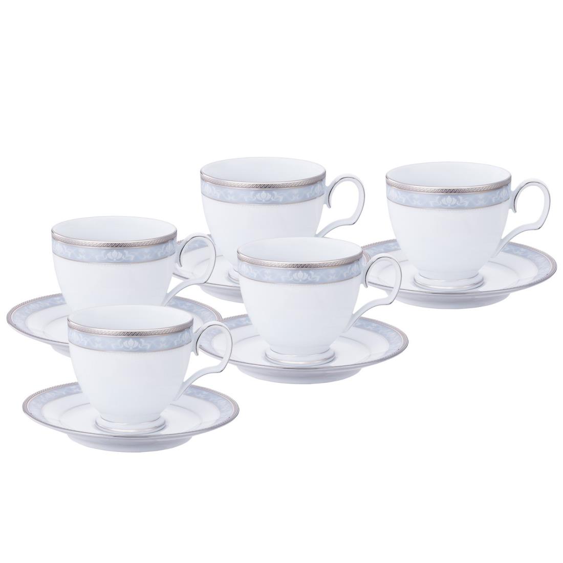 Noritake ノリ竹 優勝杯 ＆ 平円盤 仕掛ける ( 珈琲 紅茶 兼用) 250竓 ハンプシャープラチナ 5客 ファインポーセレン F91988/4336