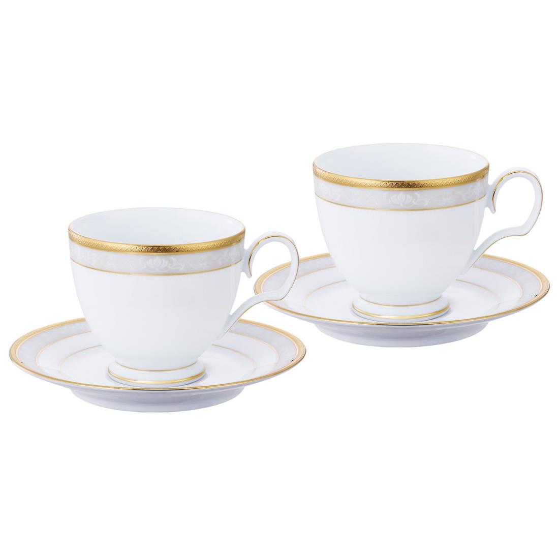 Noritake ノリタケ カップ ＆ ソーサー ( ペアセット ) ( コーヒー ティー 兼用) 250cc ハンプシャーゴールド 2客 ファインポーセレン P91988/4335