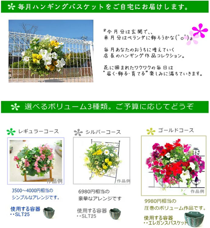 オンラインハンギング 寄せ植えの全作品 ハンギング定期便 毎月 隔月 でお届け 花うるる 花でうるおう毎日 定期的に届く 壁掛け花壇 のコレクション