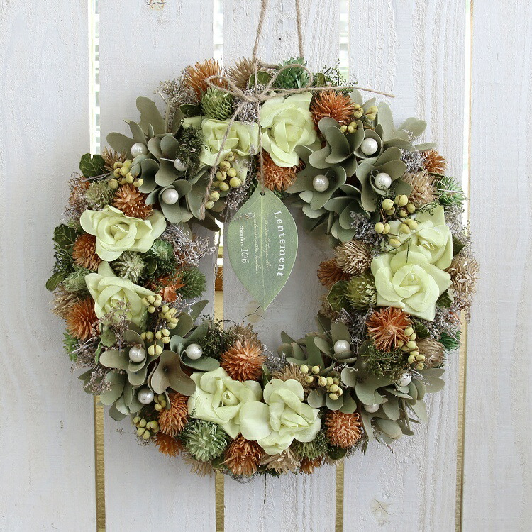 楽天市場 花 ギフト お急ぎ ドライフラワー リース Lサイズ リフレッシュグリーン 4733 A F330mm 玄関 春 夏 造花 リング 玄関 春 夏 リースリング 花うるる 花でうるおう毎日