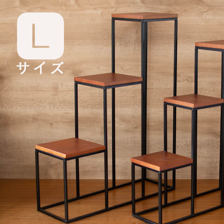 おしゃれな木製花台　アイアン　ブラウン　ベンチ風　フラワースタンド　ガーデン雑貨 おしゃれな木製花台 アイアン ブラウン ベンチ風 フラワー