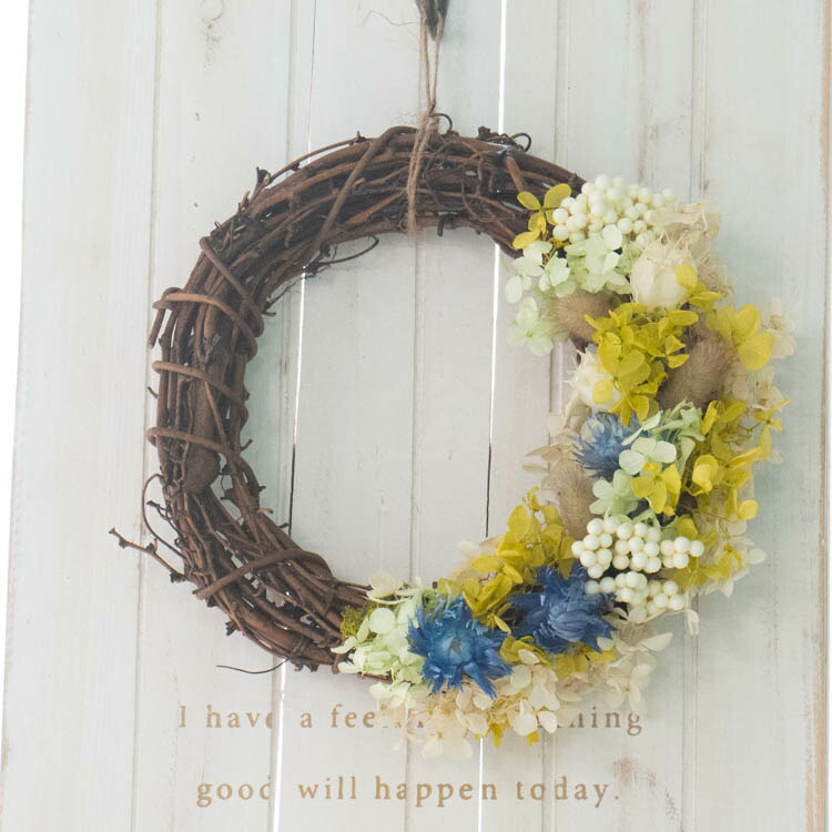 フラワーリース 三日月リース プリザーブドフラワー ドライフラワー 玄関リース