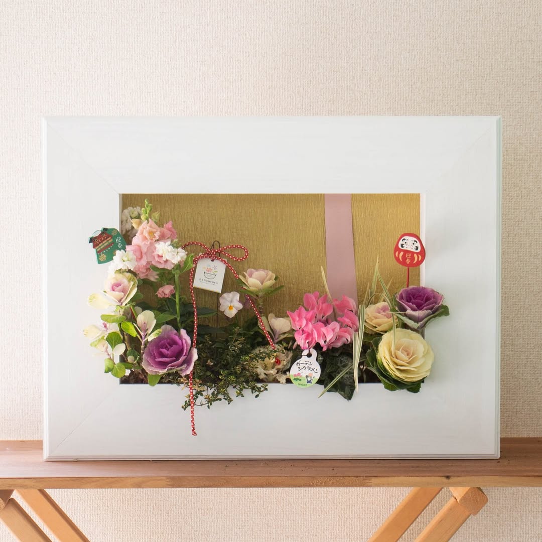 楽天市場】＼正月飾りに／額縁フレームのお正月アレンジ寄せ植え「花鳥