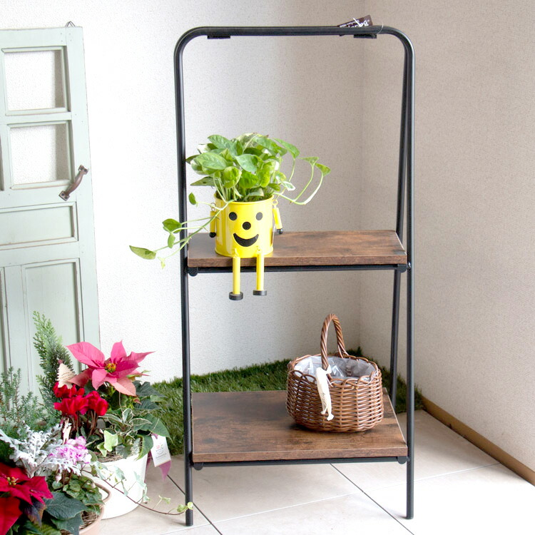 フラワースタンド 【折りたたみ式 二段ラック】屋外 室内 寄せ植え ガーデニング雑貨 玄関 バスケット棚 花台 スタンド 架台 おしゃれ 壁掛け プランタースタンド 花 鉢 園芸 ラック 飾り棚 インテリア 新築祝い セット販売 シンプル
