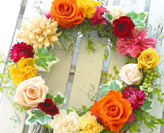 花 ギフト お急ぎプリザーブドフラワーの贅沢リース Typering Topaz トパーズ ブリザード プリザーブドフラワー リース 玄関 誕生日 プレゼント Seal限定商品