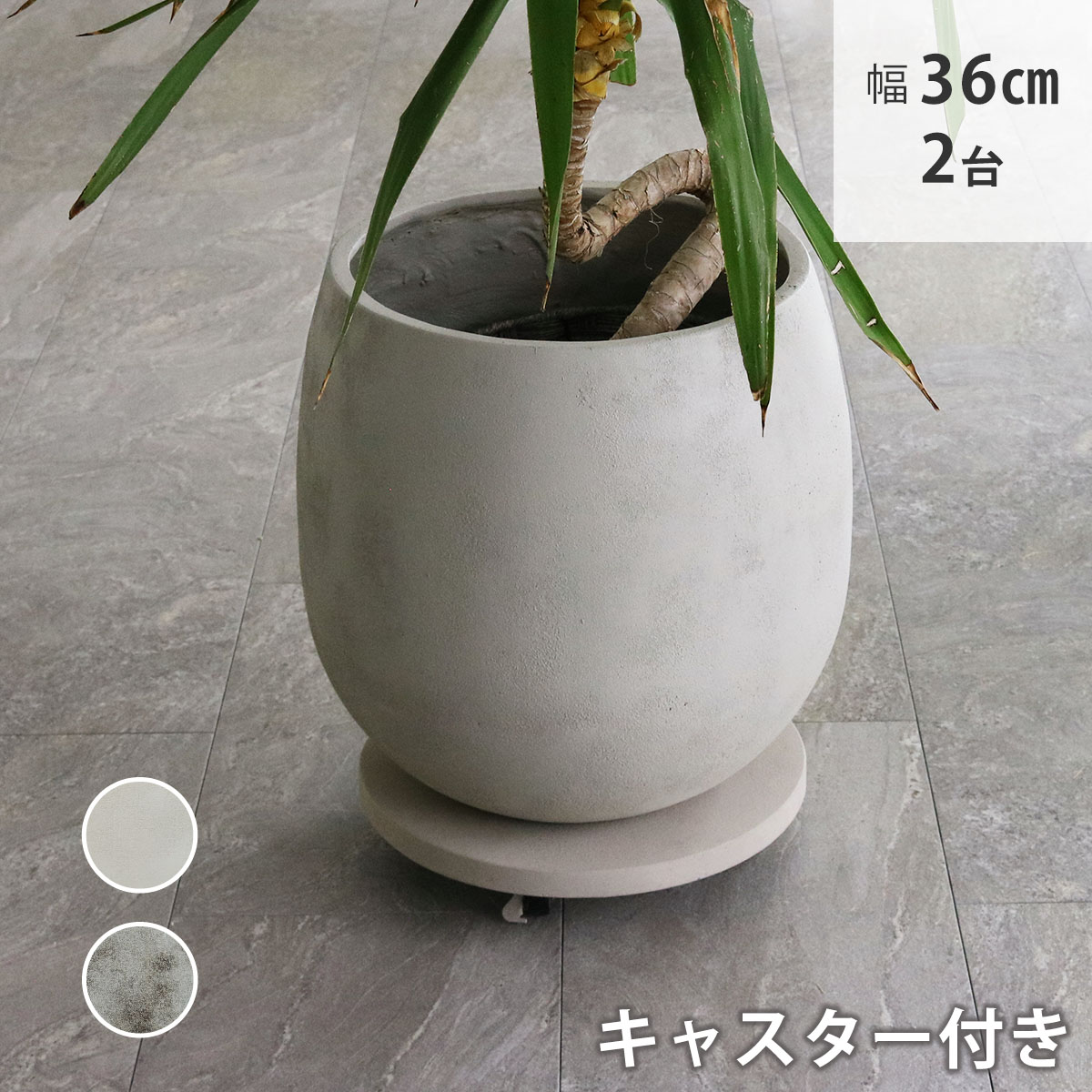 セメント製キャスター付きプランターキャリー36cm 2台組 TR360-2P 直径36 スタンド フラワースタンド ベース キャスター 台車 鉢置き 花台 プランター おしゃれ インテリア 室内 ベランダ ガーデン 【住まいスタイル直送品】