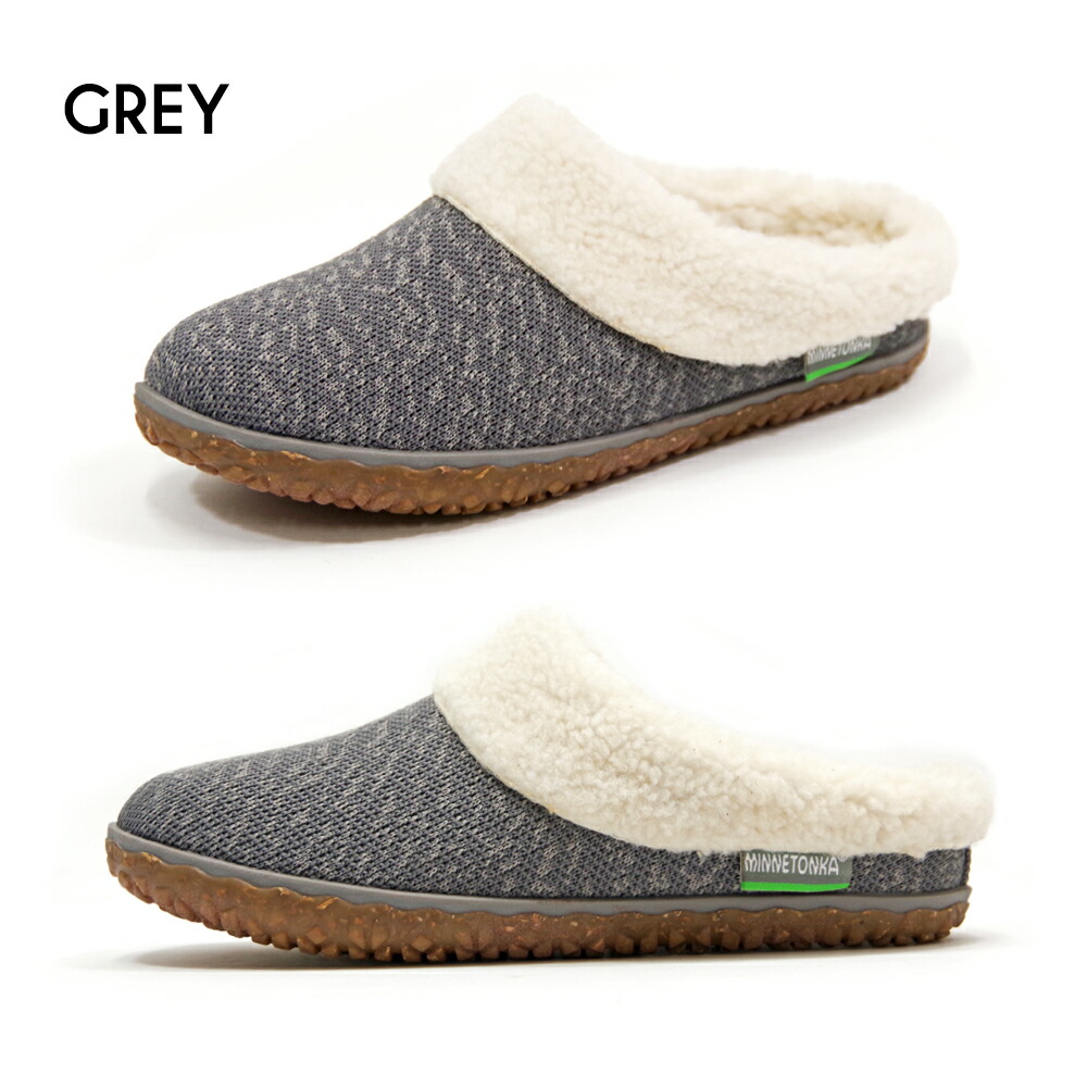 ミネトンカ Minnetonka 正規品 正規販売代理店 エコスプルースgrey グレーボアスリッパ Eco Spruce