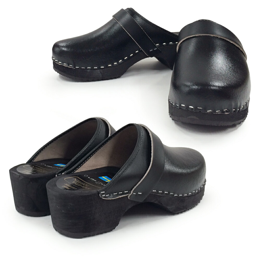 black clogs wooden sole