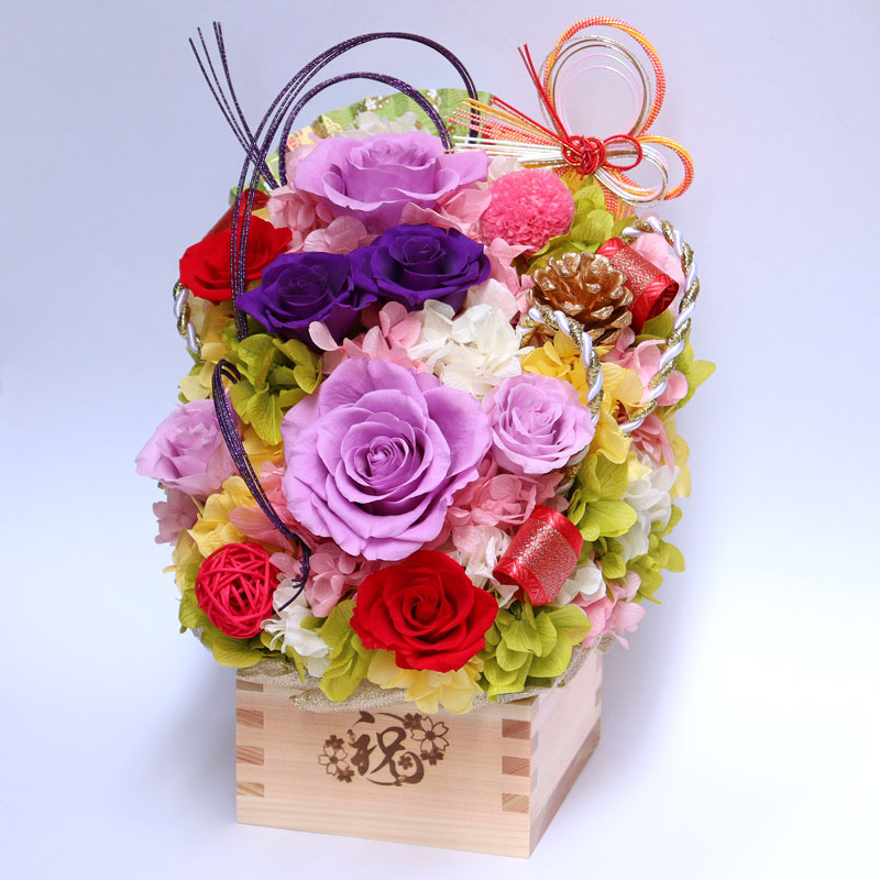 【枡お花へのレーザ産業】オプション 枡への名入れ 事あたらしいの枡お花