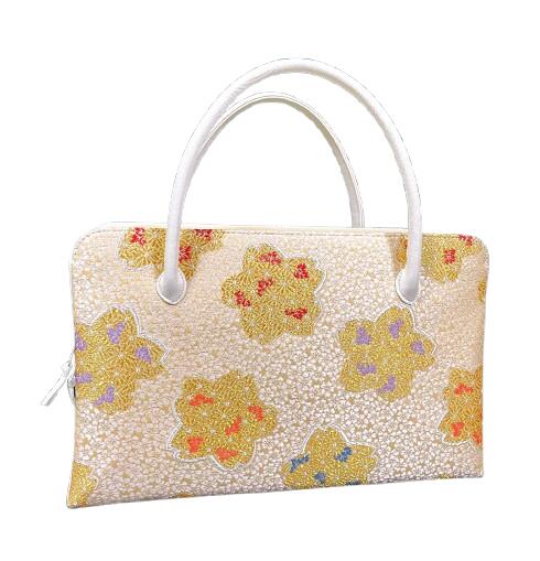 和装バッグ　利休バック金襴織物　桜と菊商品番号 A-23｜手づくりバッグのお店　花やか