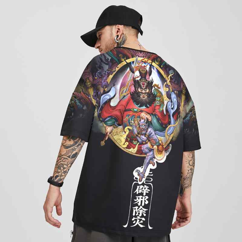Tシャツ メンズ トップス プリント 個性派ファッション カジュアル ラウンドネック ストリート ゆったりシルエット グラフィックアート