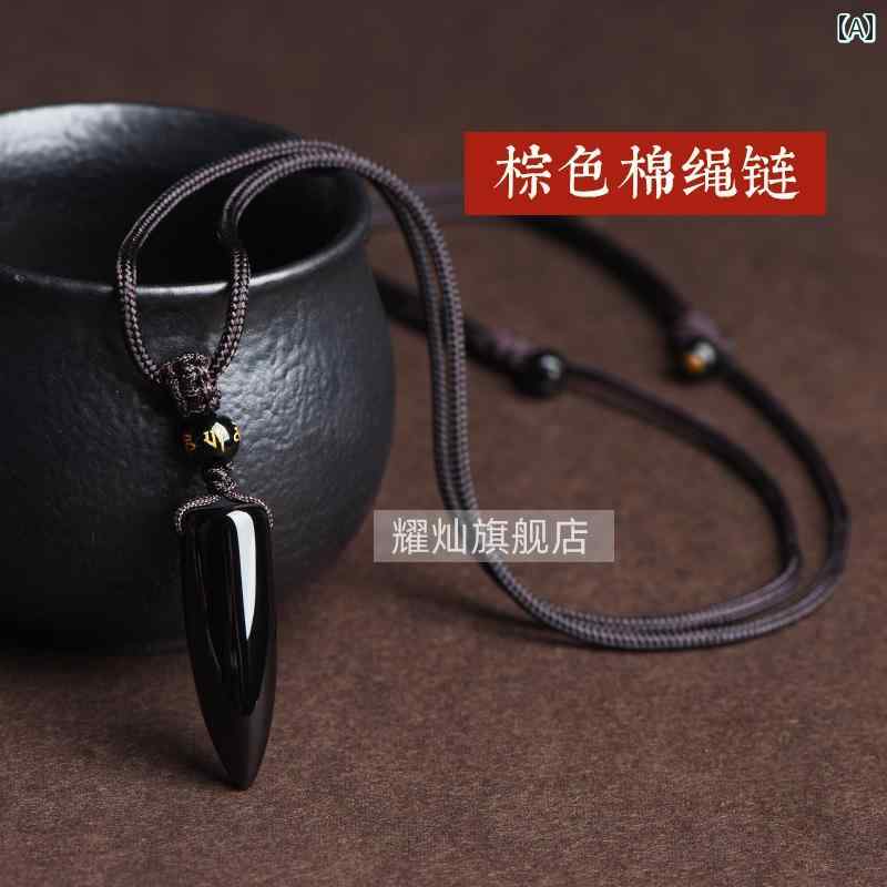 ネックレス ペンダント 黒石 オニキス 宝石 チェーン チョーカー 弾丸 アジアンテイスト アクセサリー メンズ プレゼント ギフト モダン ファッショナブル｜Hanbok Home 7,842円