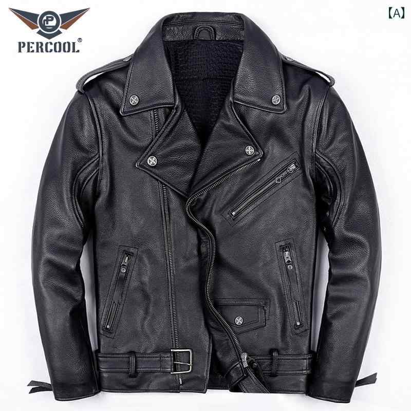 レザージャケット 革ジャン 大きいサイズ 牛革 ライダースジャケット バイクウェア 高品質 黒 メンズ 秋 高級感 モダン エレガント シック スタイリッシュ