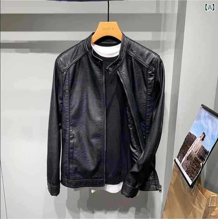 レザージャケット 革ジャン ライダースジャケット バイクウェア 裏起毛 暖かい スリムフィット 黒 メンズ 秋 モダン カジュアル アウトドア スタイリッシュ｜Hanbok Home 13,860円